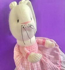Bunny Plush Lot White Handmade Family Mom & Dad Nylon Easter Rabbits