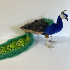 Hansa Peacock Plush Handcrafted Cuddly Realistic Stuffed Animal Toy 27” Long