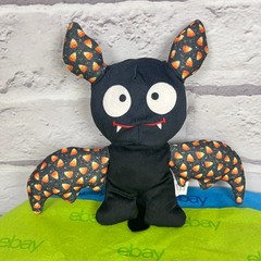 Lot (2) A & A GLOBAL Candy Corn Bat Pumpkin Witch Black Cat Halloween Plush Toys