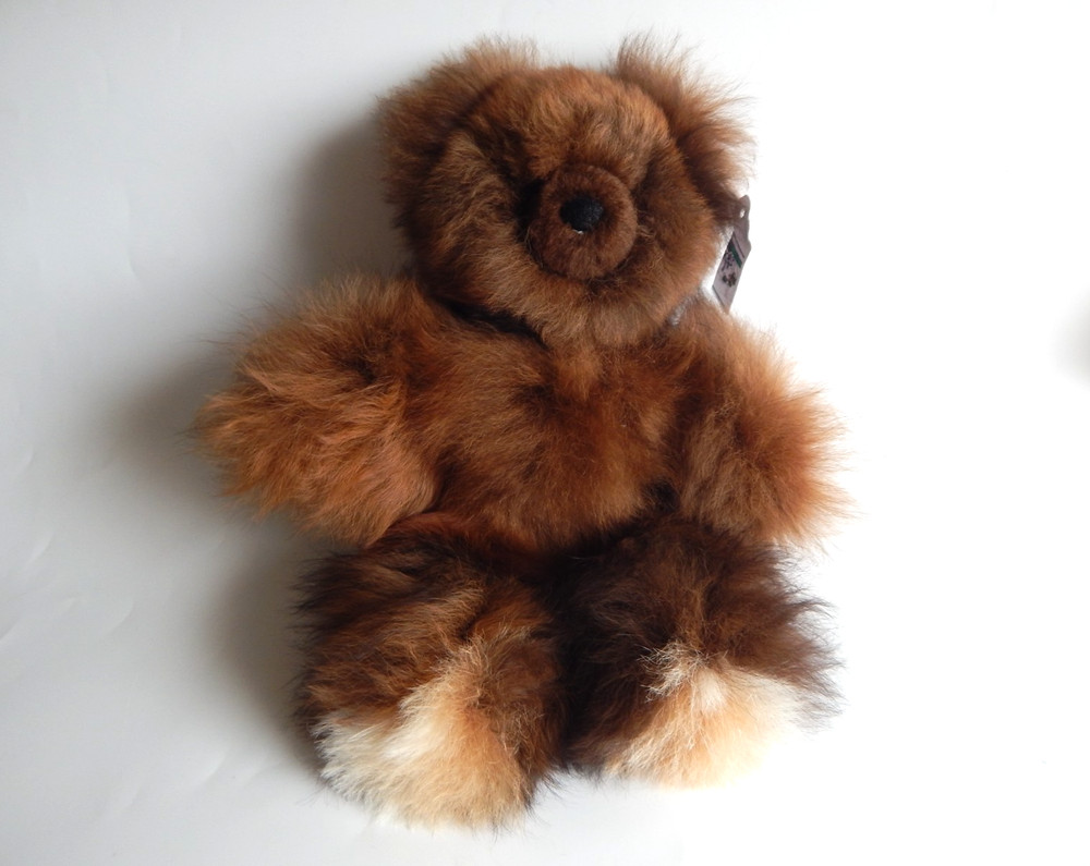 100% ALPACA FUR HANDMADE 10″ BROWN STUFFED TEDDY BEAR VERY SOFT