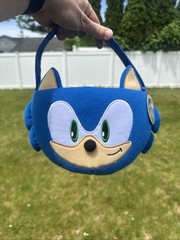 Sega Sonic The Hedgehog Plush Easter Halloween Basket Bag Blue NWT