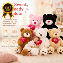 52 Inch Pink Giant Teddy Bear Plush with Heart I Love You Stuffed Animal Gift
