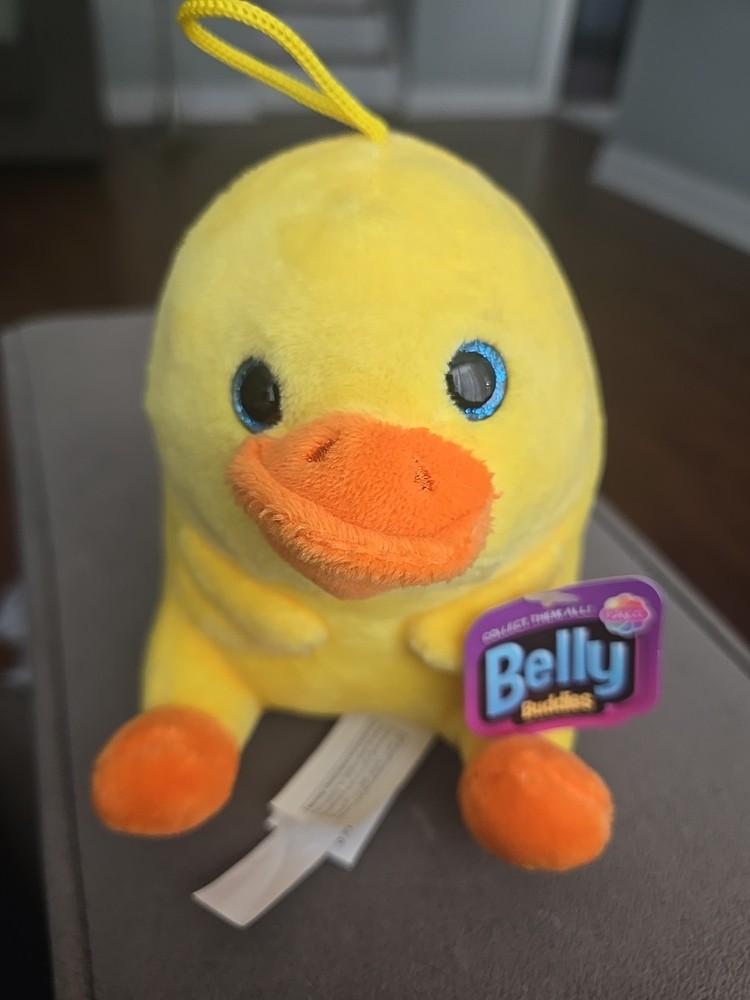 Nanco Belly Buddies Plush 5” Yellow Duck Blue Glitter Eyes (142)