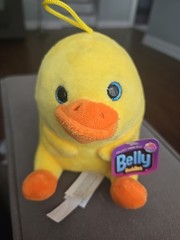 Nanco Belly Buddies Plush 5” Yellow Duck Blue Glitter Eyes (142)