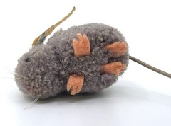 Steiff Woolen Grey Mouse 1960s ID Button and Tag 4cm 1.5in Wool Pom Poms Vtg