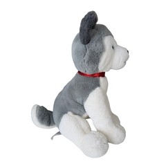 FAO Schwarz Husky Dog Plush Stuffed Animal Gray White Red Collar 10 inch 2022