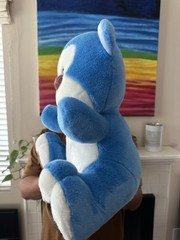 Vintage Bear, Morning Glory Blue Bear Sits, Plush , Moon Missing. Korea