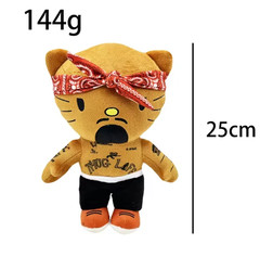 Hello Kitty As TUPAC SHAKUR Rapper Plush Doll Soft Stuffed Figure Plush Toy 25cm