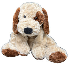 FAO Schwarz Tan Puppy Dog Plush Brown Eye Spot Ears Stuffed Animal Floppy 17″
