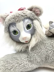 1992 Kitty Surprise Gray Cat With 2 Kittens Vtg Hasbro Plush Just Play Pink Bows