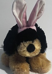 Black Brown Puppy Dog with Pink White Bunny Ears Plush Toy 7” Stuffed Animal