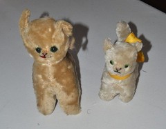 Vintage 1950s Character Novelty Co- 2 Cats, Mohair, glass eyes
