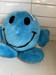 Vintage Blue Smiley Happy Face Emoji Plush Hanging Loop 1996 7.5″ DGE Corp