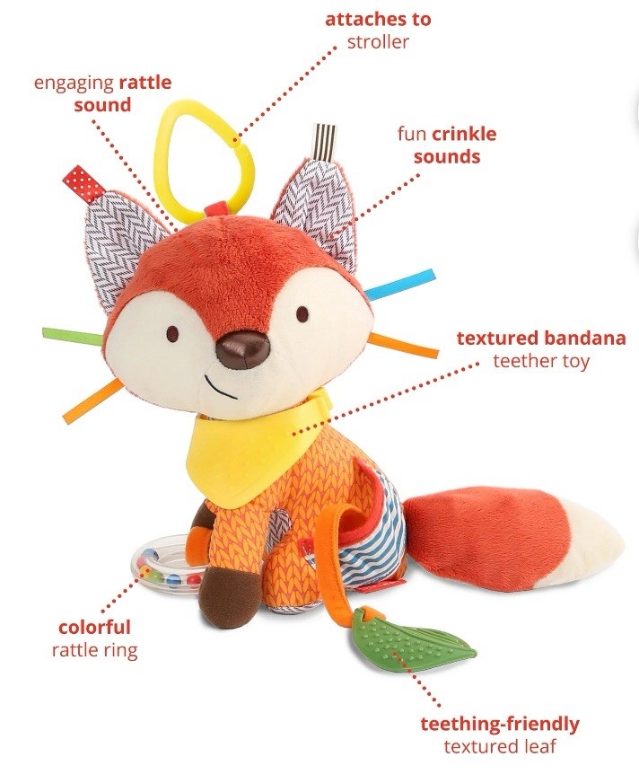 Skip Hop Bandana Buddies Activity Animal Fox Teething Rattle Toy New In Bag