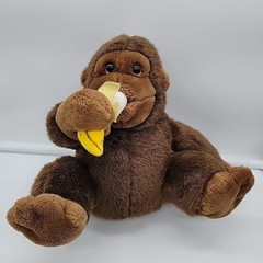 Vintage Dakin 1986 Monkey Chimp Gorilla Plush Eat Banana Stuffed Animal 9″ Soft