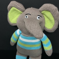 Stephan Baby Blue Green Stripe Sweater Knit Gray Elephant Plush Stuffed Animal