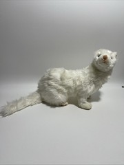New HANSA 9” Tall 18” Long White Plush Floppy Black Eyed Realistic Animal Rodent