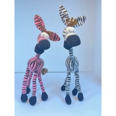 Vintage 1996 Toy Concepts Bendable Zebra Plush Set Pink White Black 11 Inch 5009