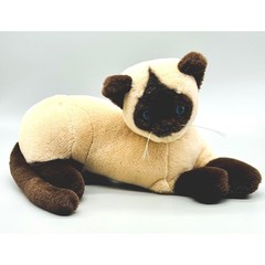 Dakin Siamese Cat Laying Down Blue Eyes Plush Tan 1985 Stuffed Animal