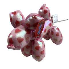 Standing Balloon Dog Stuffed Plush AOP Hearts Red/Pink 8” DAN DEE Soft Toy NWT