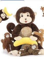 MaoGoLan Stuffed Monkey Toys with Banana, Brown Beige Yellow, Large Small Set