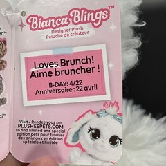 Gund P.Lushes Pets Bianca Blings Stuffed Dog Plush 6″ Tall Ear & Tush Tags