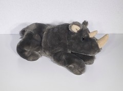 RARE VTG Aurora FLOPSIES Gray Rhino Bean Filled Stuffed Animal Plush Toy 12″ EUC