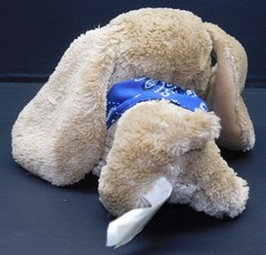 CALTOY PUPPY DOG BROWN BIG EYES SOFT BEAN BAG PLUSH STUFFED 7″ BLUE BANDANA RARE