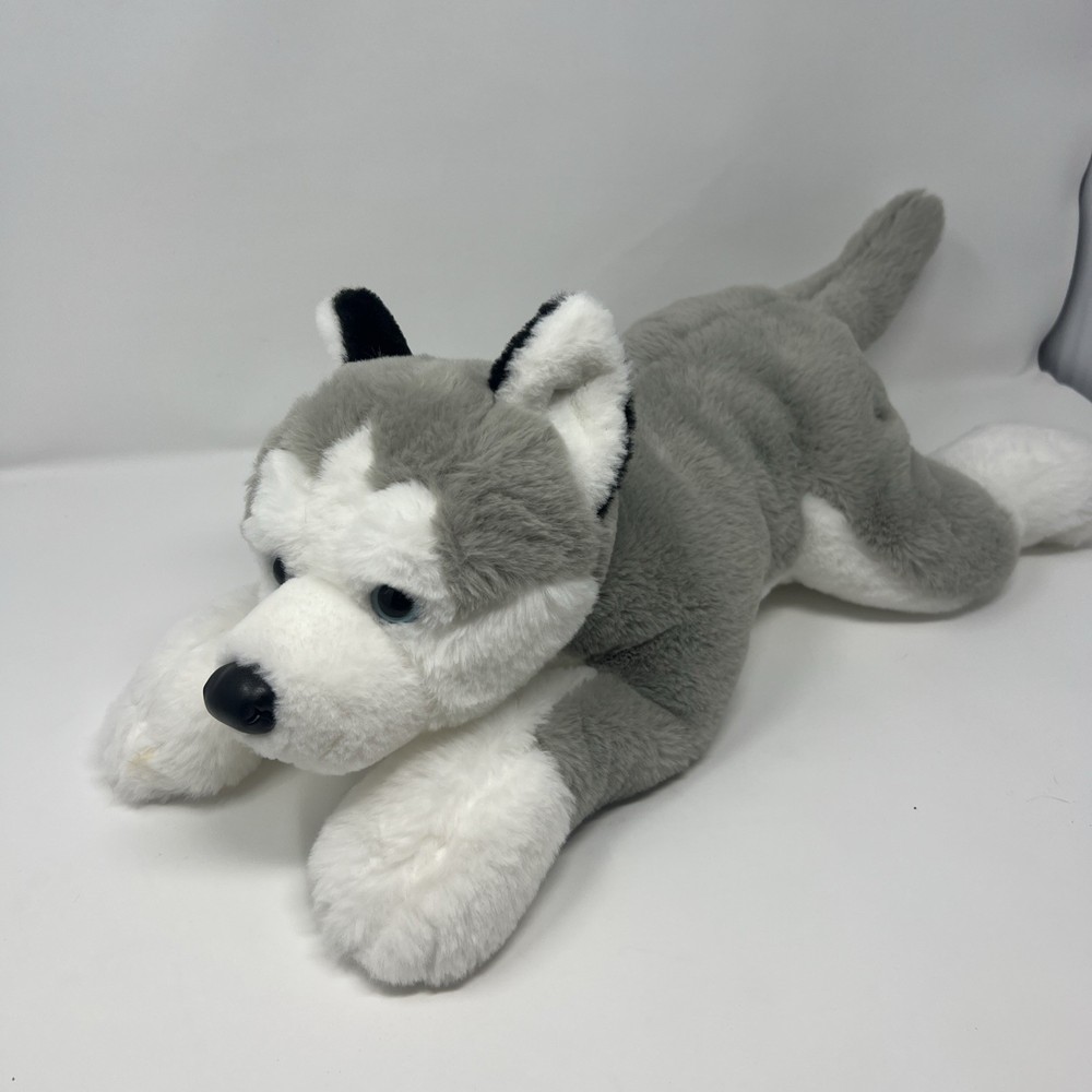FAO Schwarz Plush Husky Dog 15″ Adopt-A-Pet Realistic Floppy White Gray Puppy