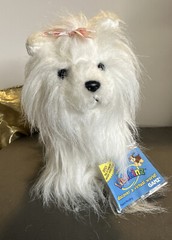 Ganz Webkinz Ribbon Yorkie Plush 9” Stuffed Animal Unused Code White Pink