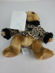 Vintage DAKIN Lola Leopard Print Hat and Coat Stuffed Animal Teddy Bear 10″