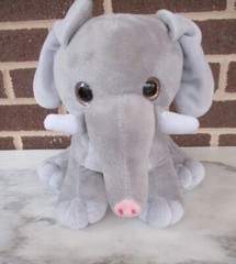 Kipp Elephant Gray 10″ sitting Plush- Pink Glitter Eyes-White Tusks