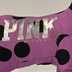 Victoria’s Secret PINK Plush Dog Purple Polka Dot HAPPY 6” Stuffed Toy 2010
