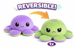 Reversible Octopus Plush TeeTurtle Purple Green Frown Angry Happy Qty (1) One
