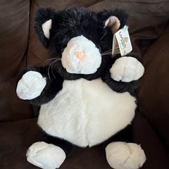 VTG Unipak Plumpee Black White Tuxedo Cat Fat Chubby Plush 9″ Style 2333SC NWT