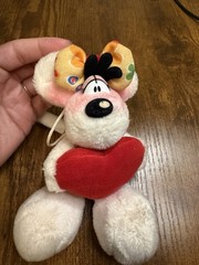 Vintage Diddl Diddlina Mouse Plush Keychain Bag Charm Heart Bow Depesche 90s