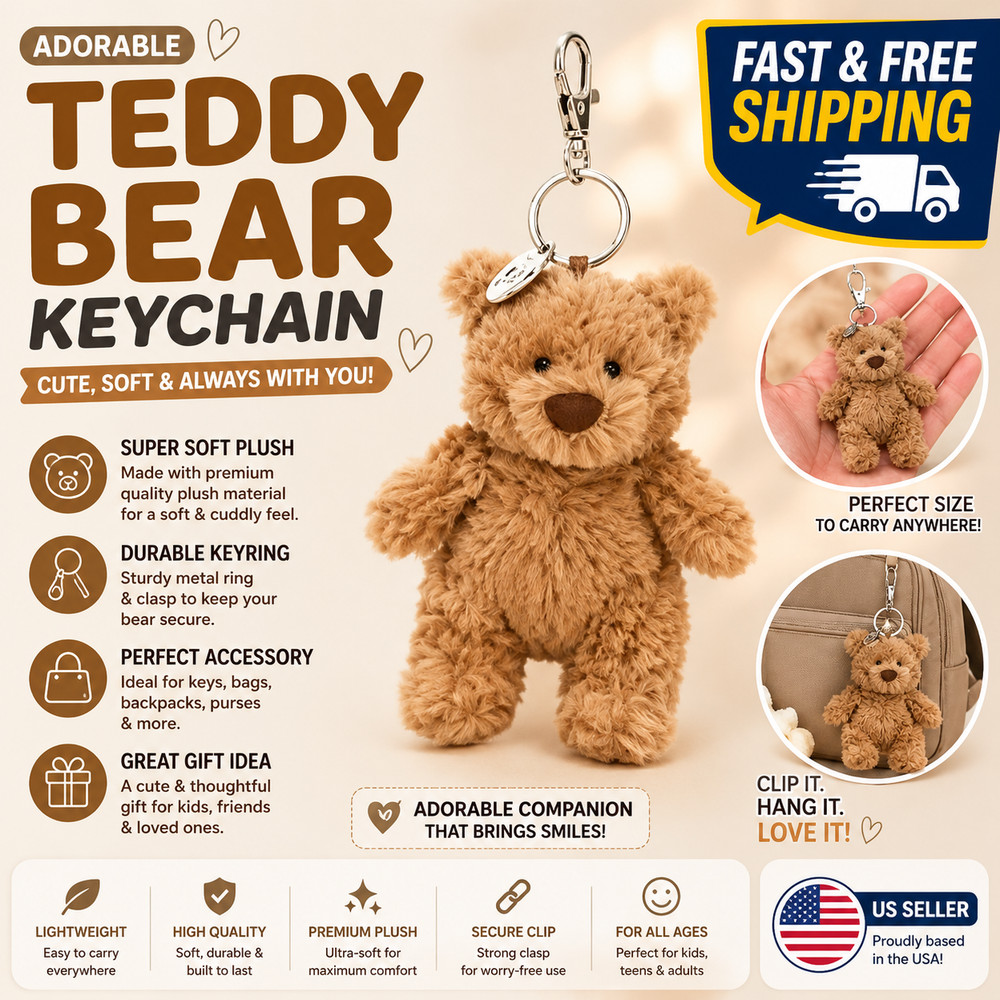 Keychain New Jellycat Barcelona Bear with dust Bag Charm Stuffed Toy Gift