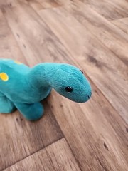 Prextex Dinosaur Brontosaurus Plush 9” Stuffed Animal Green Yellow Spots