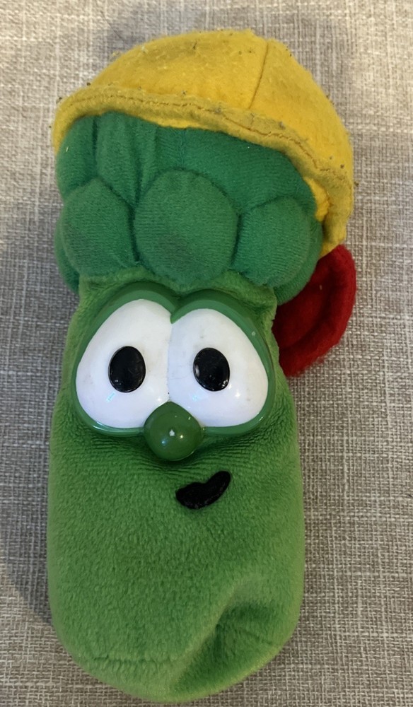 Vintage GUND Veggie Tales Junior JR Asparagus 7”Plush Cartoon Character Toy