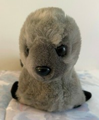 Metro Premium Plush Seal – Soft Gray Fur & Black Vinyl Flippers -Displayed Only