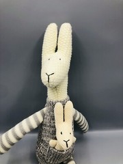 16” Kangaroo Mama and Baby Plush by Creative Co-Op, White and Grey, Nursery