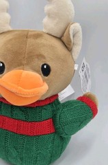 Brand New Quackerz Duck Deer Plush in a Green & Red Christmas Sweater 7.5″ – 9″