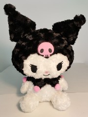 Sanrio 14.1″ Sitting Kuromi Rose Boa Plush Fuzzy Black and White NWT