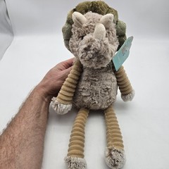 Hug Me Triceratops Dinosaur Plush Stuffed Animal Toy Medium Soft Beige Green