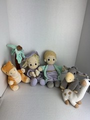 Precious Moment Plush Lot Of 6 By Enesco Giraffe Donkey Boy Girl Dinosaur Tree