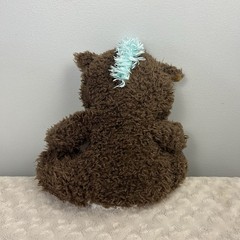 Brown White Tan Horse Pony Plush Stuffed Animal Toy Blue Mane Curly Shaggy Fuzzy
