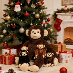 5 in 1 Monkey Stuffed Animal with Babies, Large Huggable Stuffed Monkey Plush To
