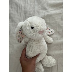 Jellycat Bashful Bunny White Polka Dot Ears Plush Stuffed Animal Medium 12″