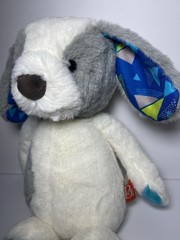 B Softies Gray White Blue Dog Plush Happy Hues Stuffed Animal Puppy Ears Feet