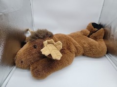 VTG Stuffed Animal House Moose Floppy Laying 25″ Plush Soft Pillow Toy Brown
